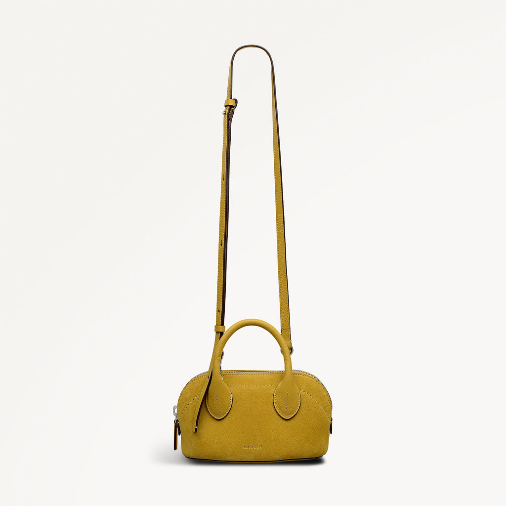 The Muriel Leather Micro Ziptop Grab Bag in Ochre - 112297