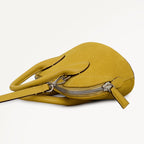 The Muriel Leather Micro Ziptop Grab Bag in Ochre - 112297