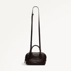 The Muriel Leather Micro Ziptop Grab Bag in Dark Oak - 112298