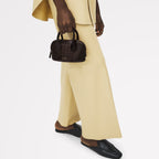 The Muriel Leather Micro Ziptop Grab Bag in Dark Oak - 112298