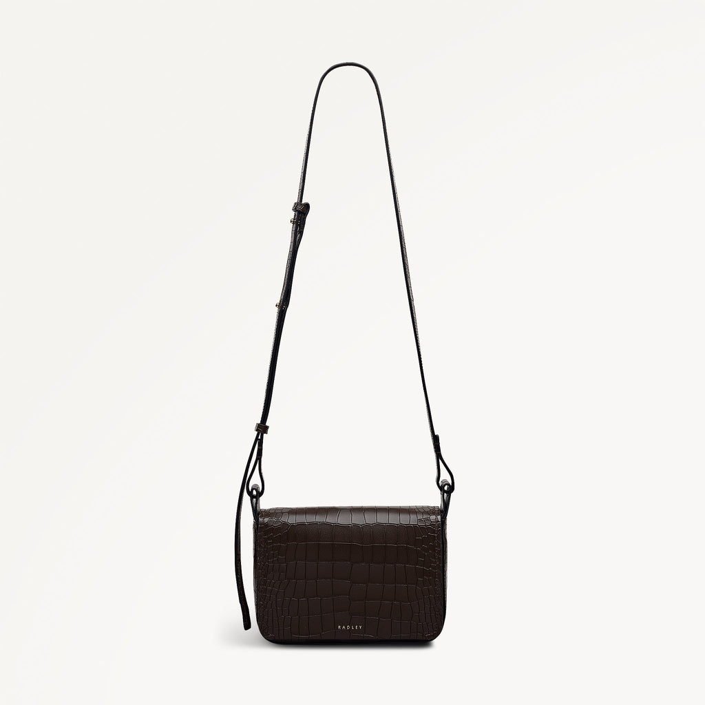 Westwell Lane Leather Small Flapover Cross Body Bag in Dark Oak - 112301