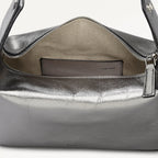 De Beauvoir Leather Small Ziptop Grab Bag in Silver - 112303