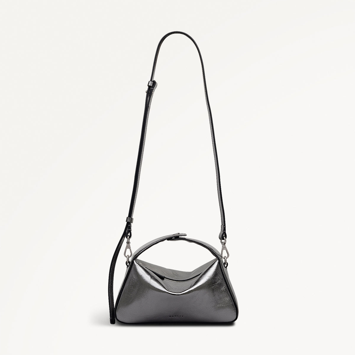 De Beauvoir Leather Small Ziptop Grab Bag in Silver - 112303