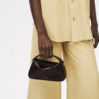 De Beauvoir Leather Small Ziptop Grab Bag in Dark Oak - 112304