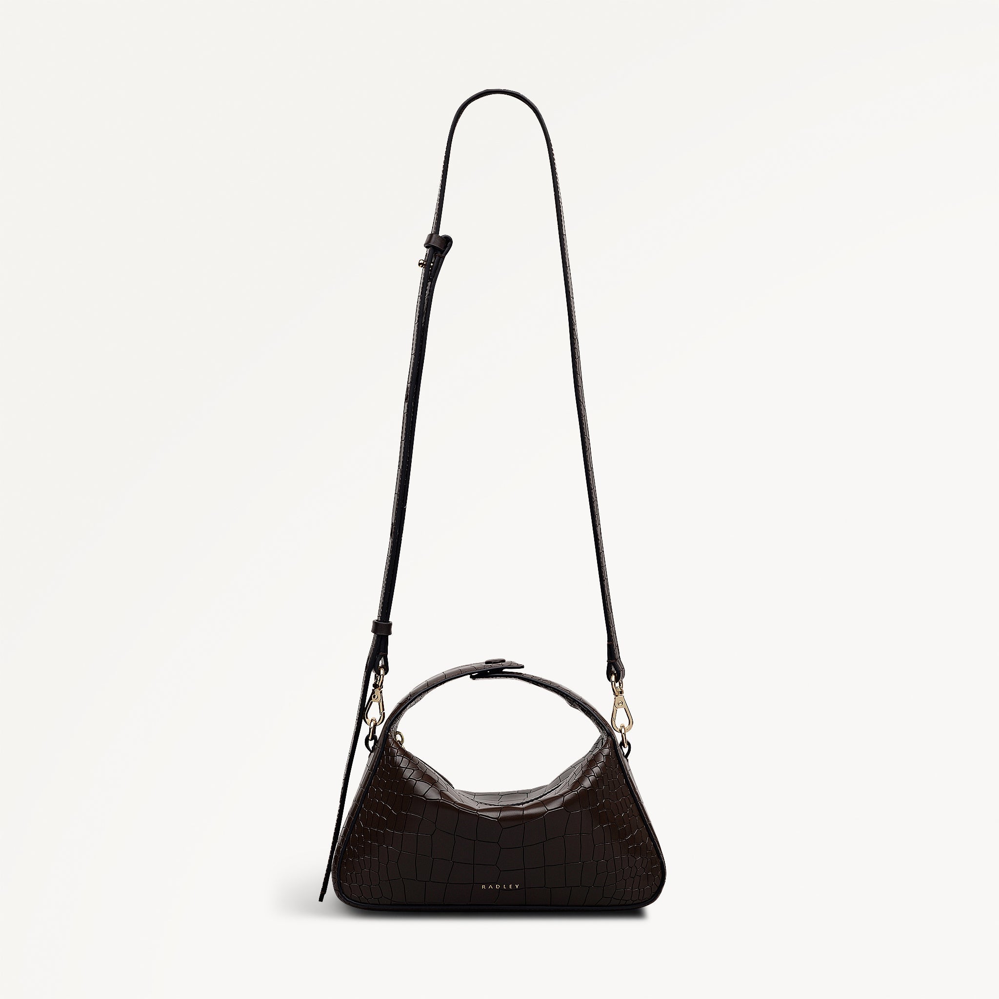 De Beauvoir Leather Small Ziptop Grab Bag in Dark Oak - 112304