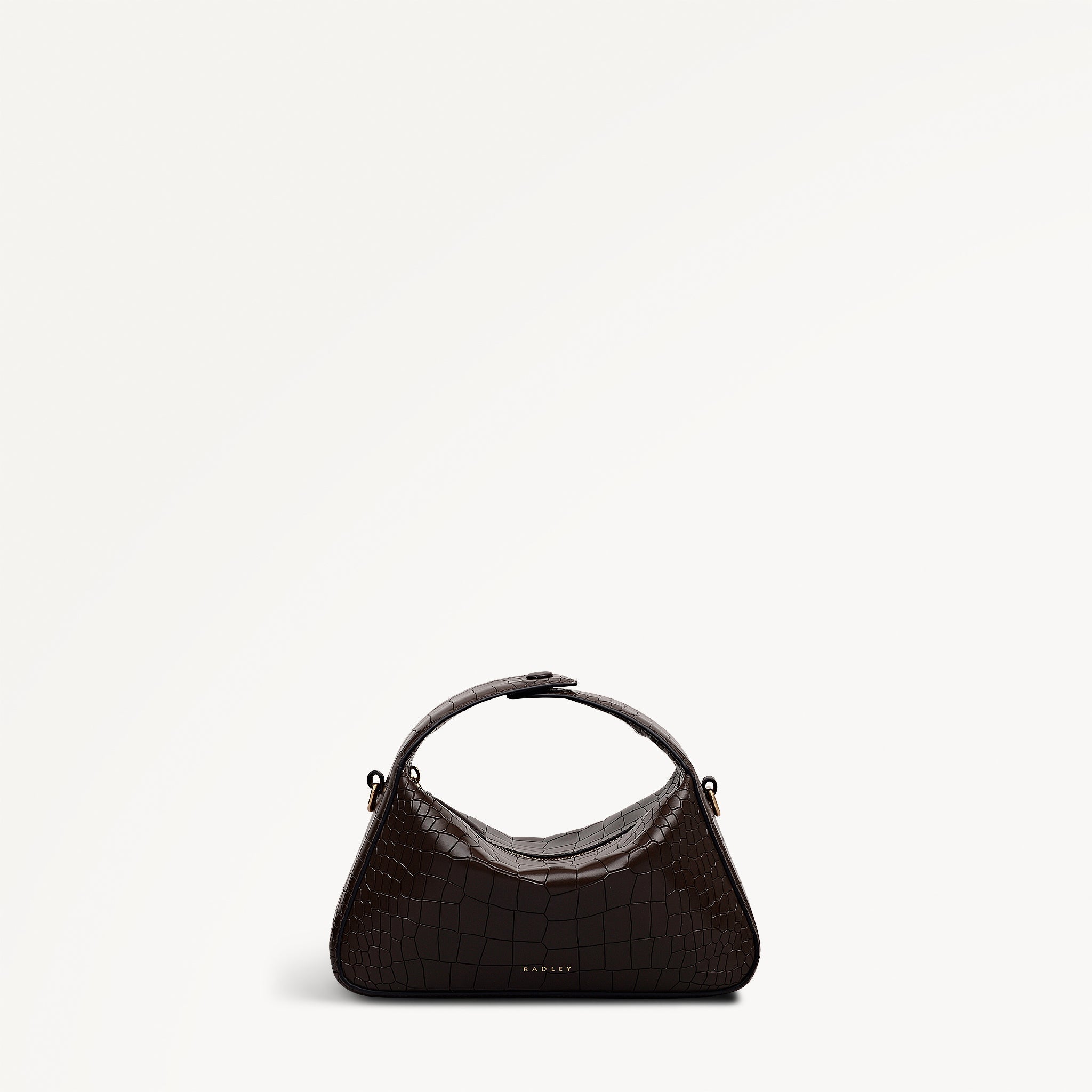 De Beauvoir Leather Small Ziptop Grab Bag in Dark Oak - 112304