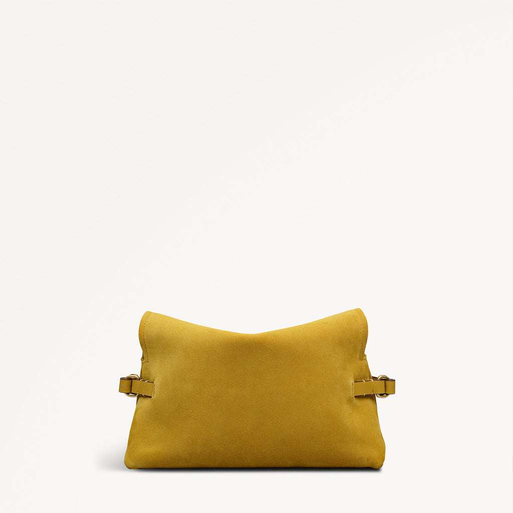 Fleet Street Leather Medium Flapover Clutch Bag in Ochre - 112305