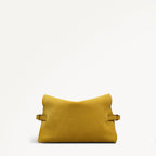 Fleet Street Leather Medium Flapover Clutch Bag in Ochre - 112305
