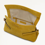 Fleet Street Leather Medium Flapover Clutch Bag in Ochre - 112305