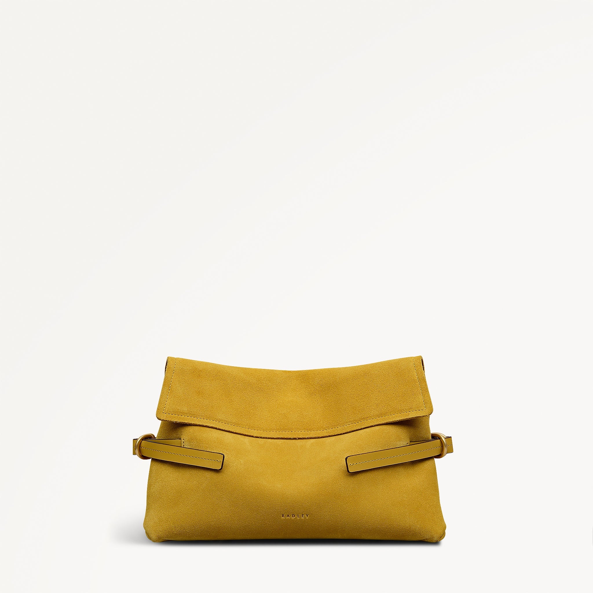 Fleet Street Leather Medium Flapover Clutch Bag in Ochre - 112305