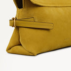 Fleet Street Leather Medium Flapover Clutch Bag in Ochre - 112305