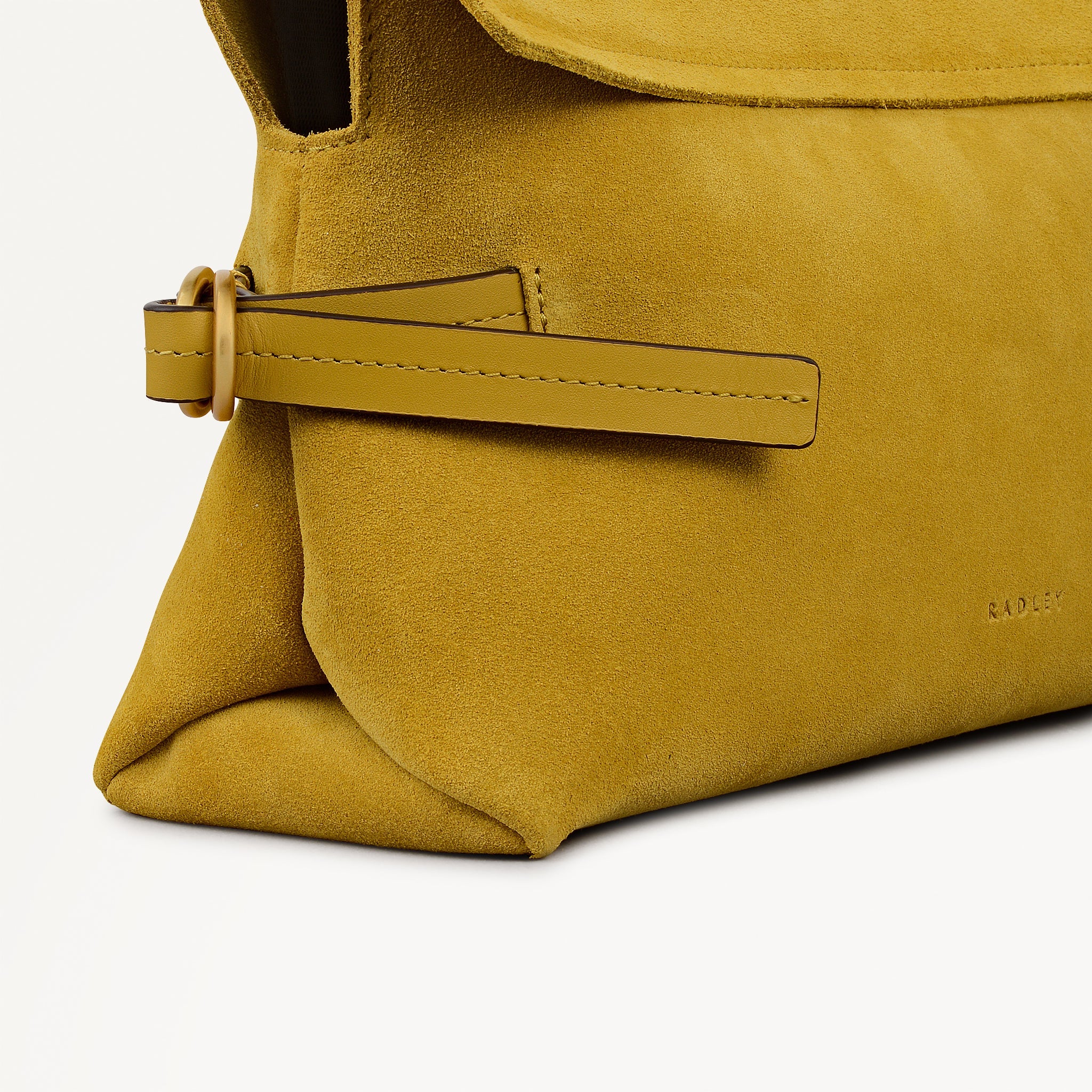 Fleet Street Leather Medium Flapover Clutch Bag in Ochre - 112305