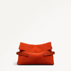 Fleet Street Leather Medium Flapover Clutch Bag in Flame - 112306