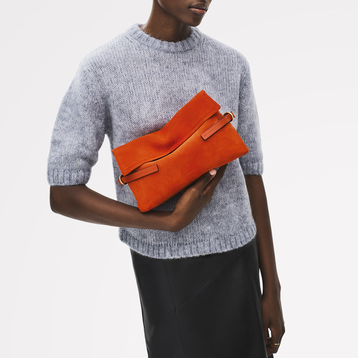 Fleet Street Leather Medium Flapover Clutch Bag in Flame - 112306