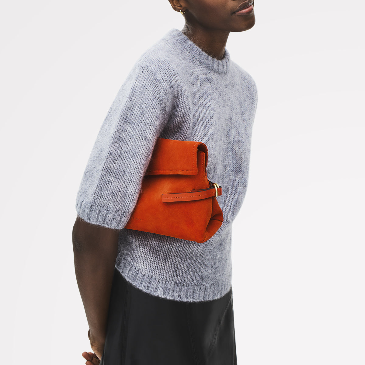 Fleet Street Leather Medium Flapover Clutch Bag in Flame - 112306