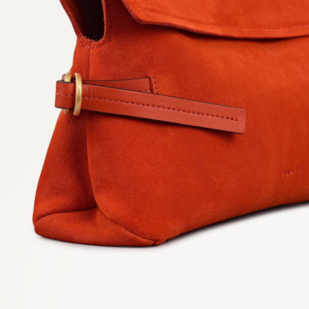 Fleet Street Leather Medium Flapover Clutch Bag in Flame - 112306