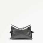 Fleet Street Leather Medium Flapover Clutch Bag in Silver - 112307