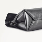 Fleet Street Leather Medium Flapover Clutch Bag in Silver - 112307