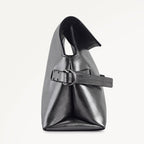 Fleet Street Leather Medium Flapover Clutch Bag in Silver - 112307