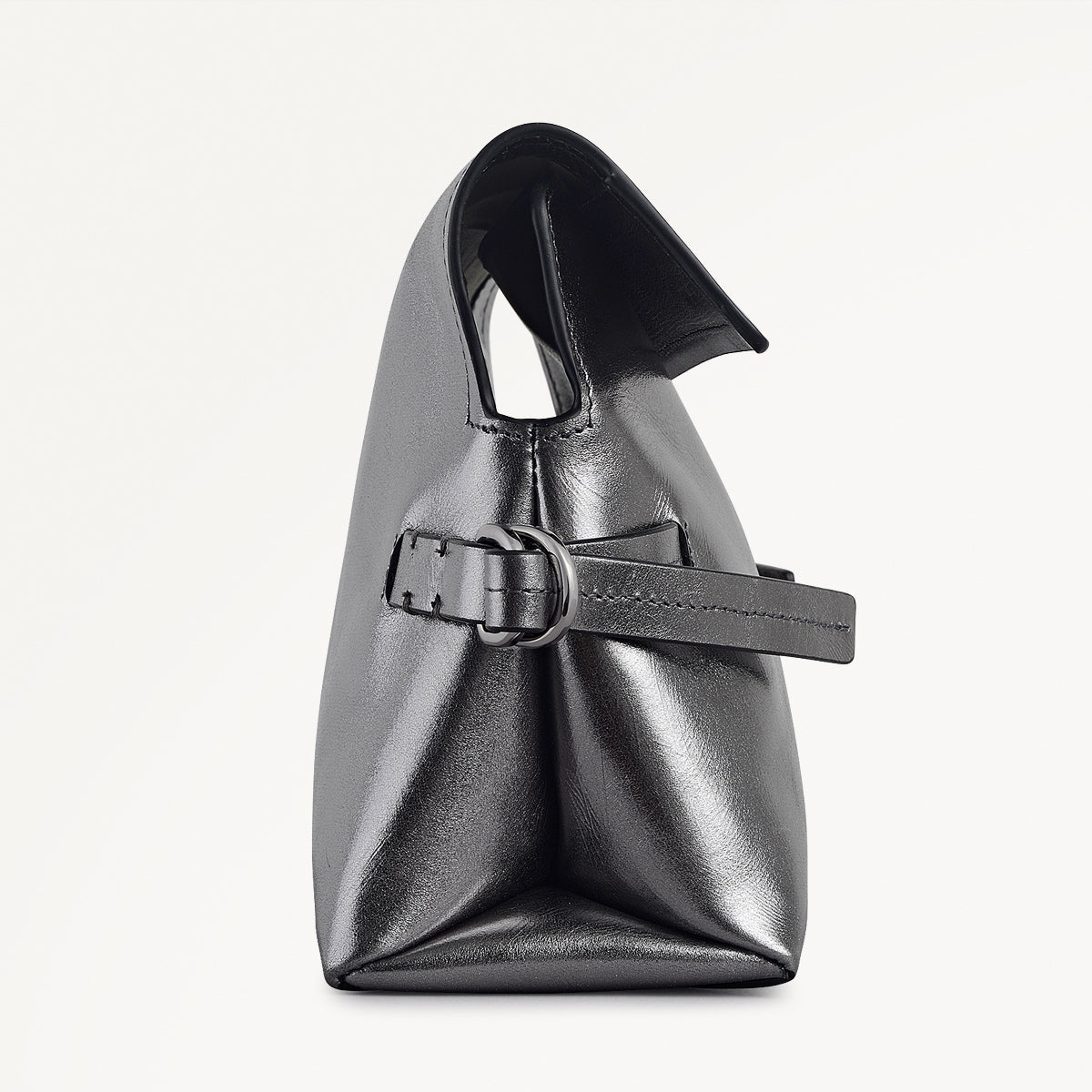 Fleet Street Leather Medium Flapover Clutch Bag in Silver - 112307