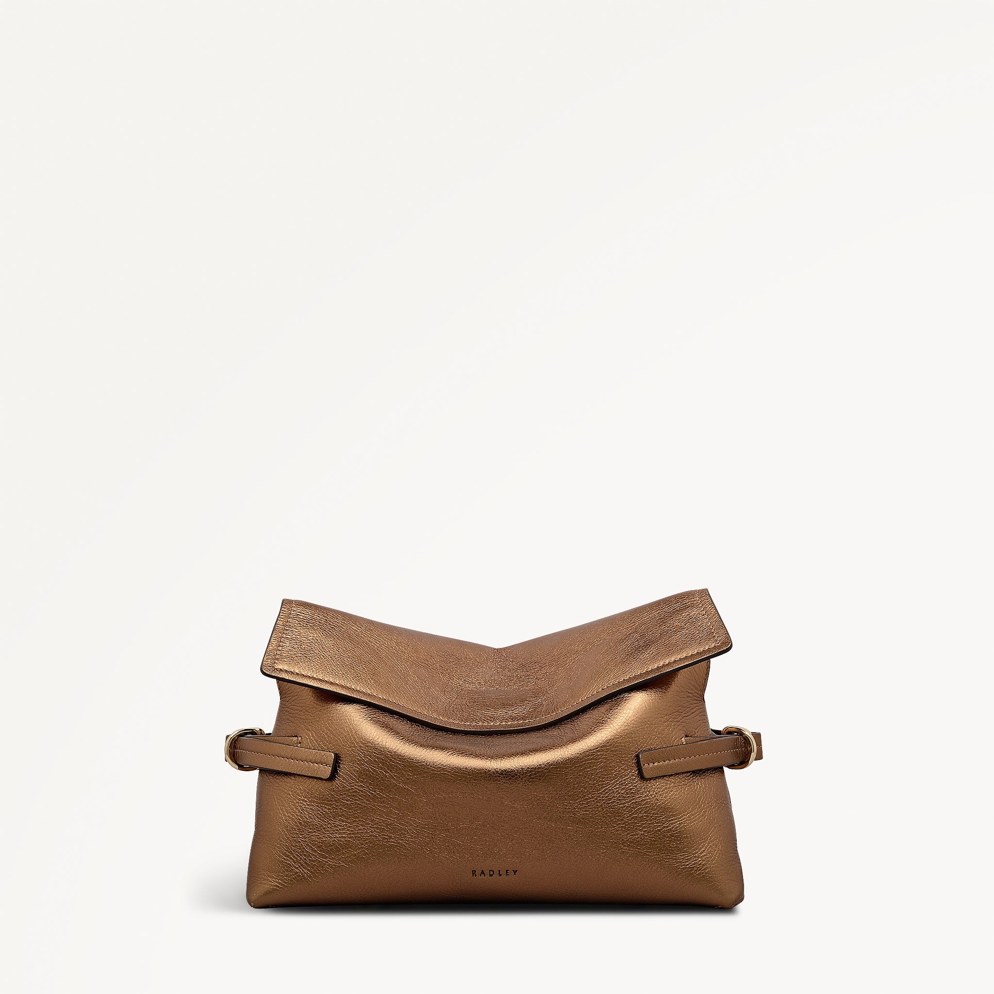 Fleet Street Leather Medium Flapover Clutch Bag in Olive Gold - 112308