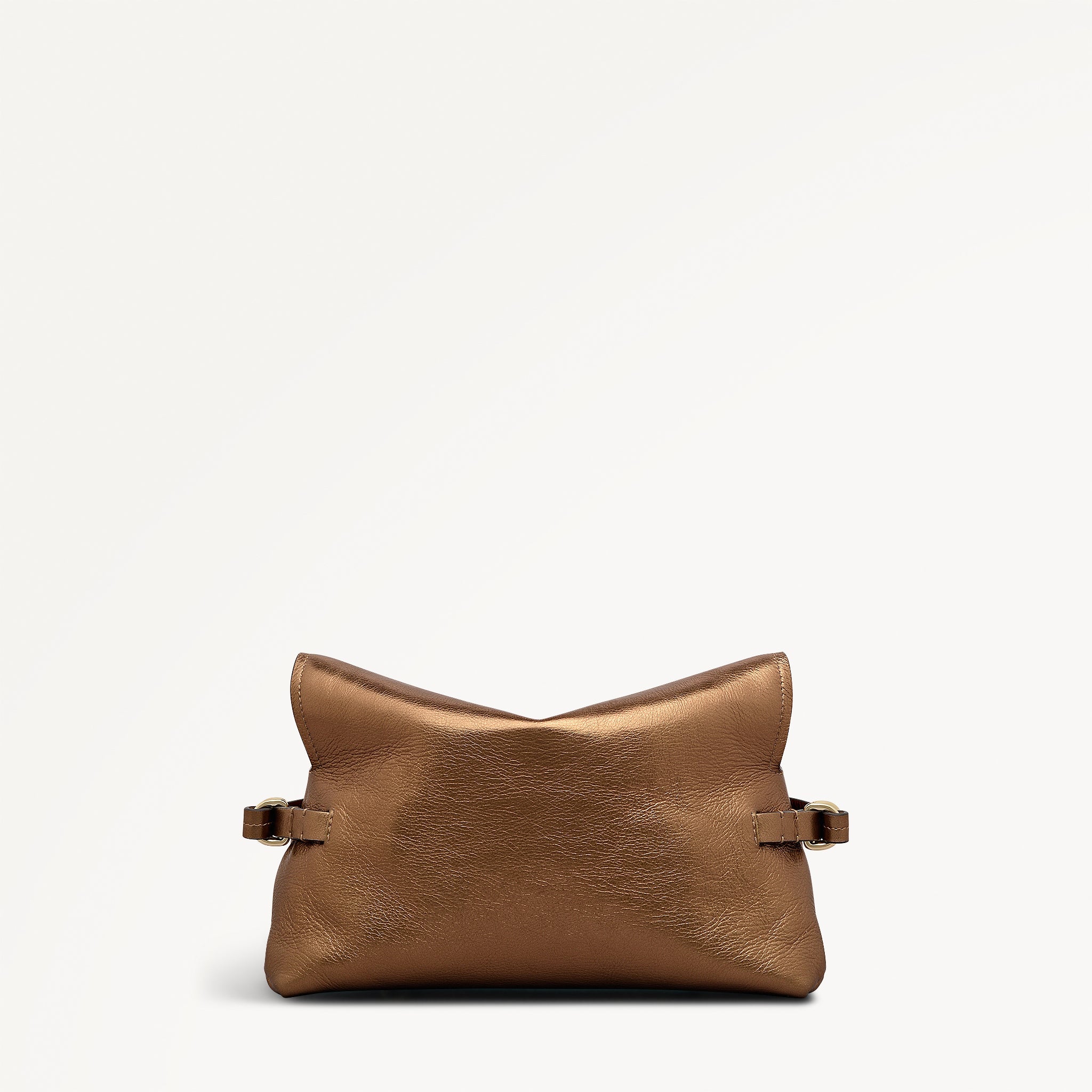 Fleet Street Leather Medium Flapover Clutch Bag in Olive Gold - 112308