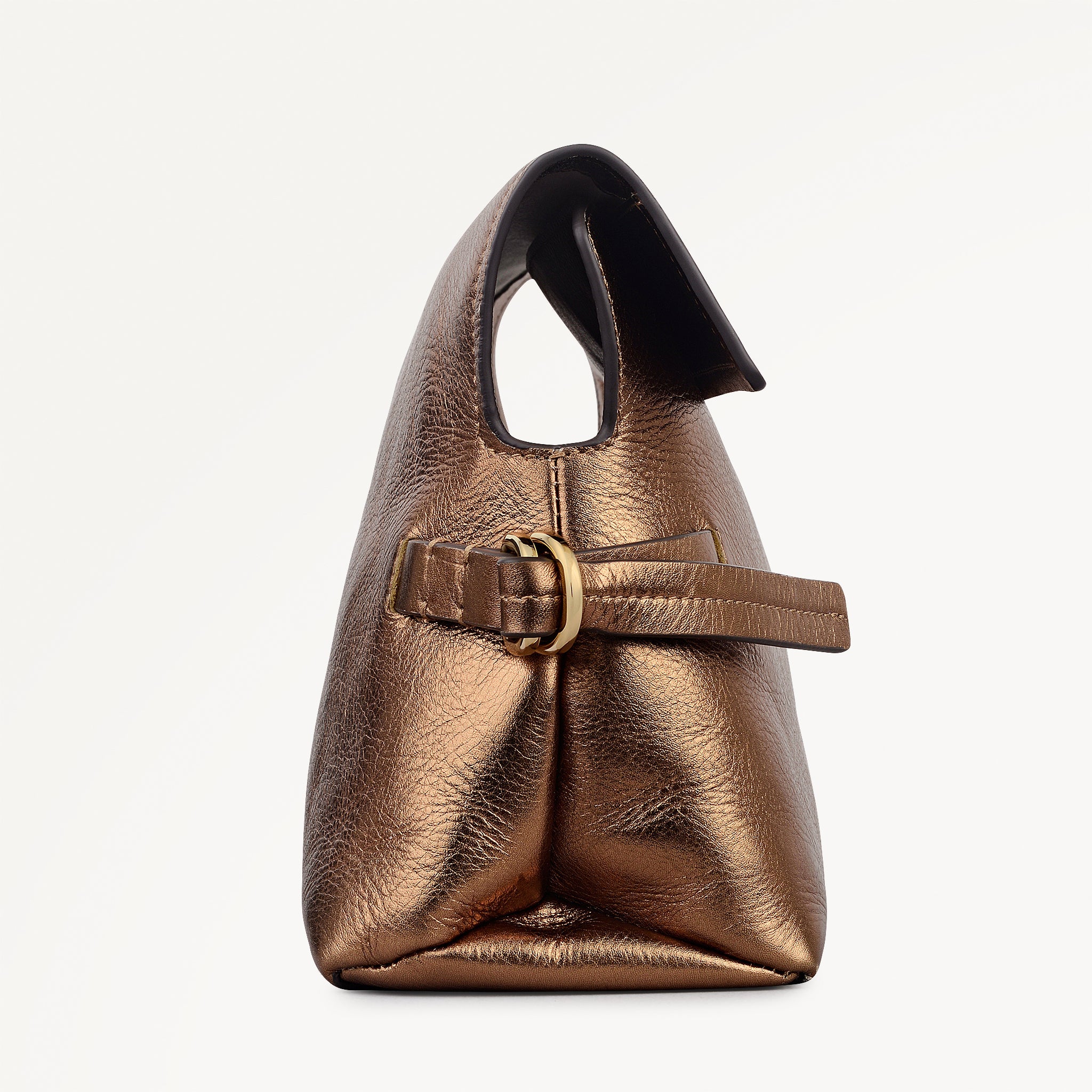 Fleet Street Leather Medium Flapover Clutch Bag in Olive Gold - 112308