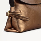 Fleet Street Leather Medium Flapover Clutch Bag in Olive Gold - 112308