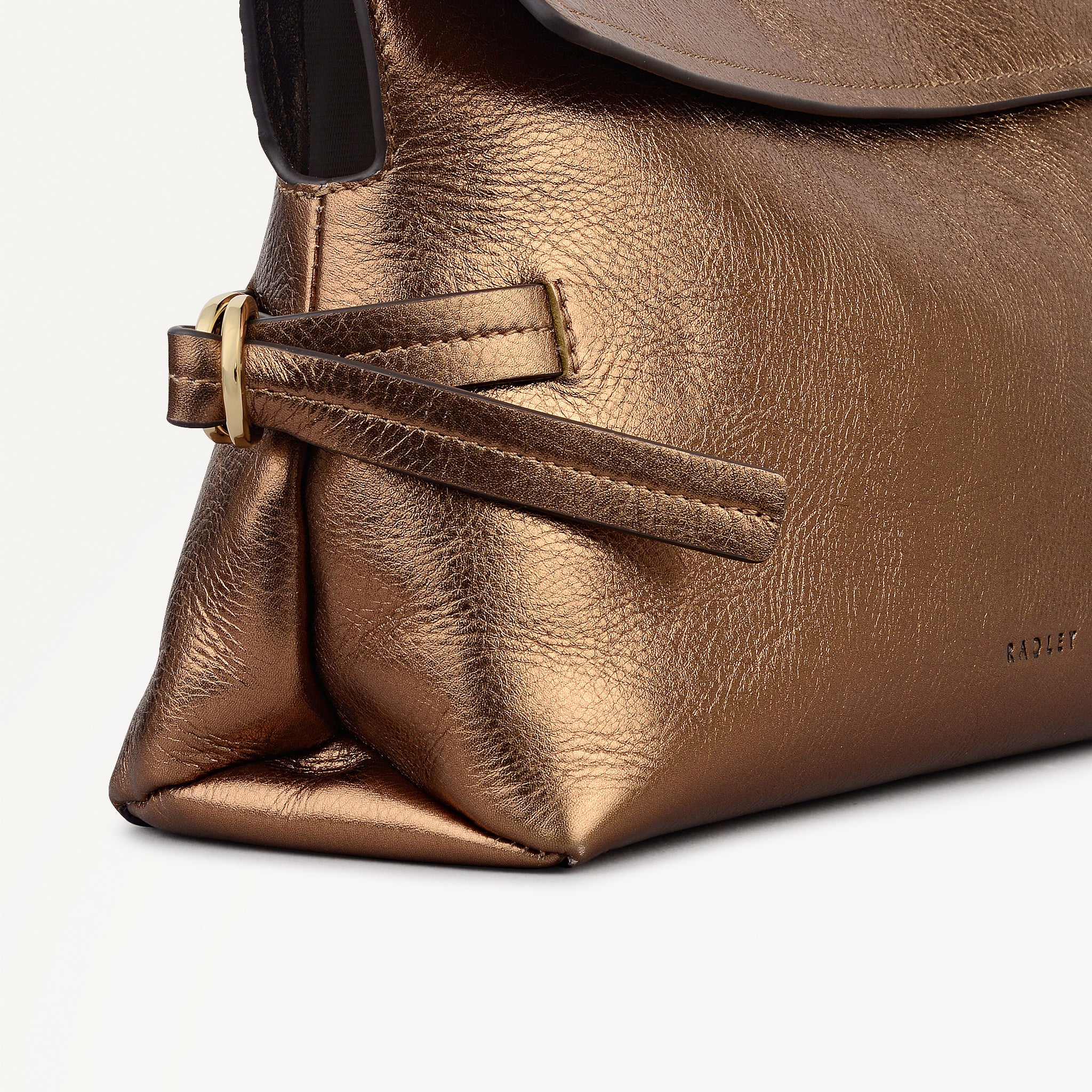 Fleet Street Leather Medium Flapover Clutch Bag in Olive Gold - 112308