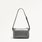 Pockets Leather Mini Ziptop Ew Shoulder Bag in Silver - 112310