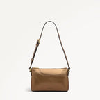 Pockets Leather Mini Ziptop Ew Shoulder Bag in Olive Gold - 112311
