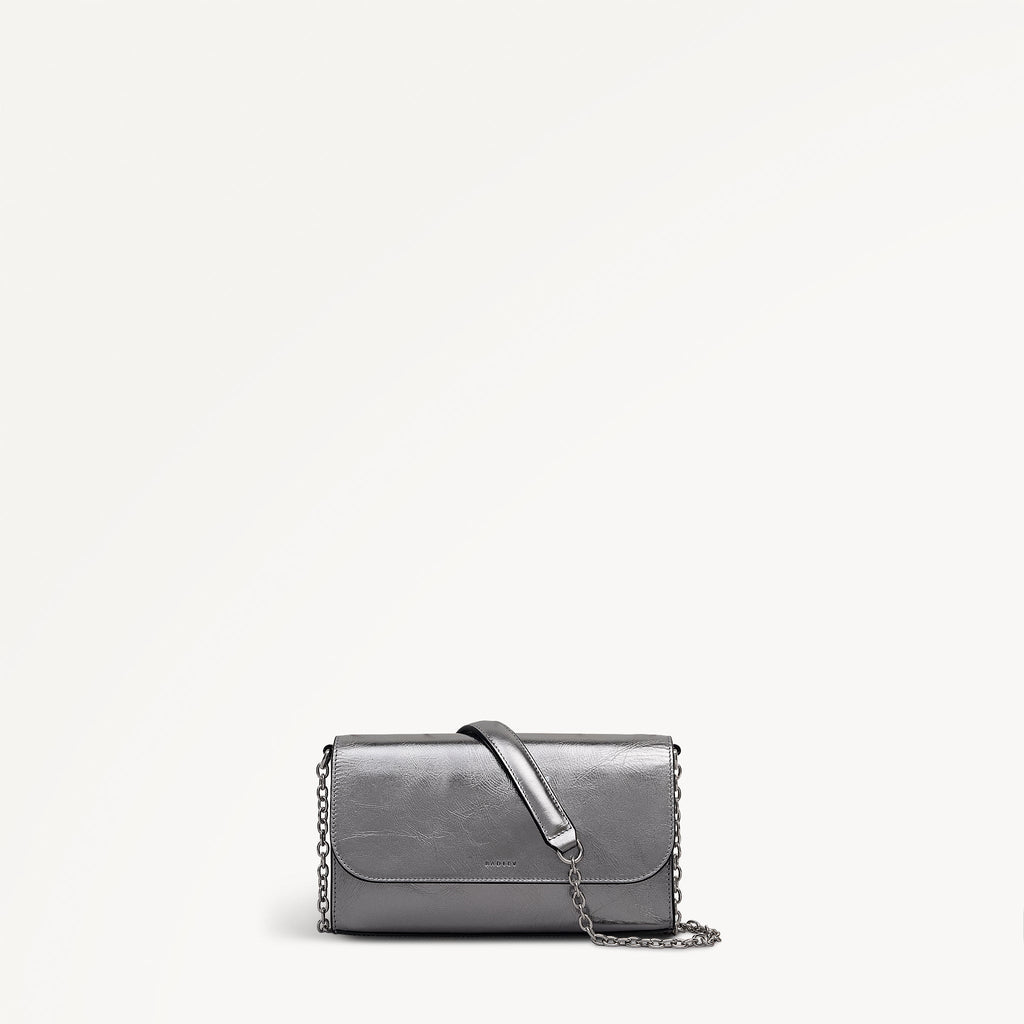 The Rathbone - Metallic Micro Flapover Cross Body Silver - 112313