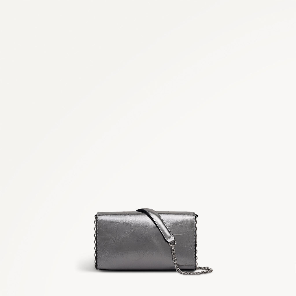 The Rathbone - Metallic Micro Flapover Cross Body Silver - 112313