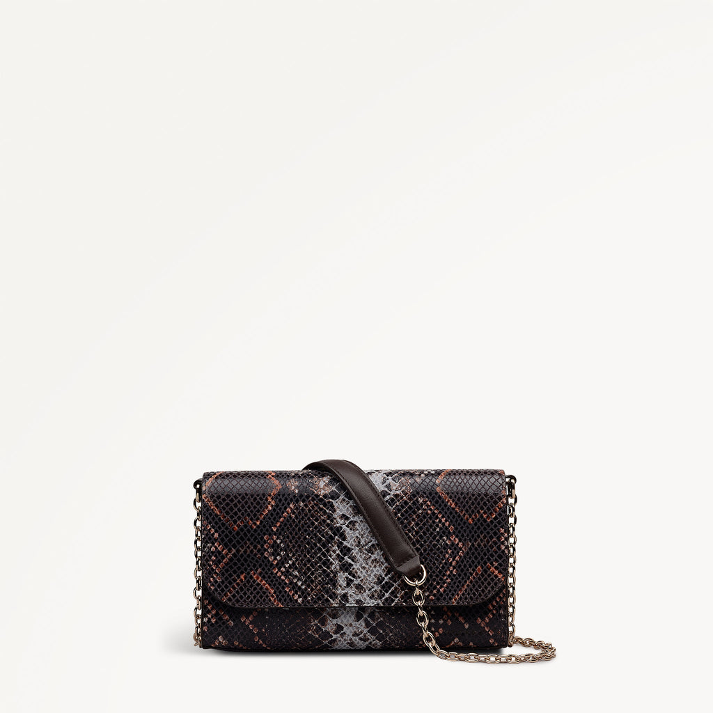 The Rathbone - Faux Snake Micro Flapover Cross Body Carmine - 112314
