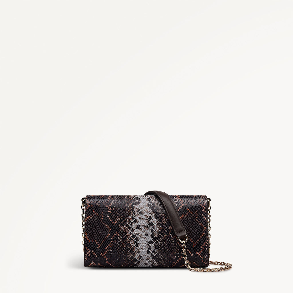 The Rathbone - Faux Snake Micro Flapover Cross Body Carmine - 112314