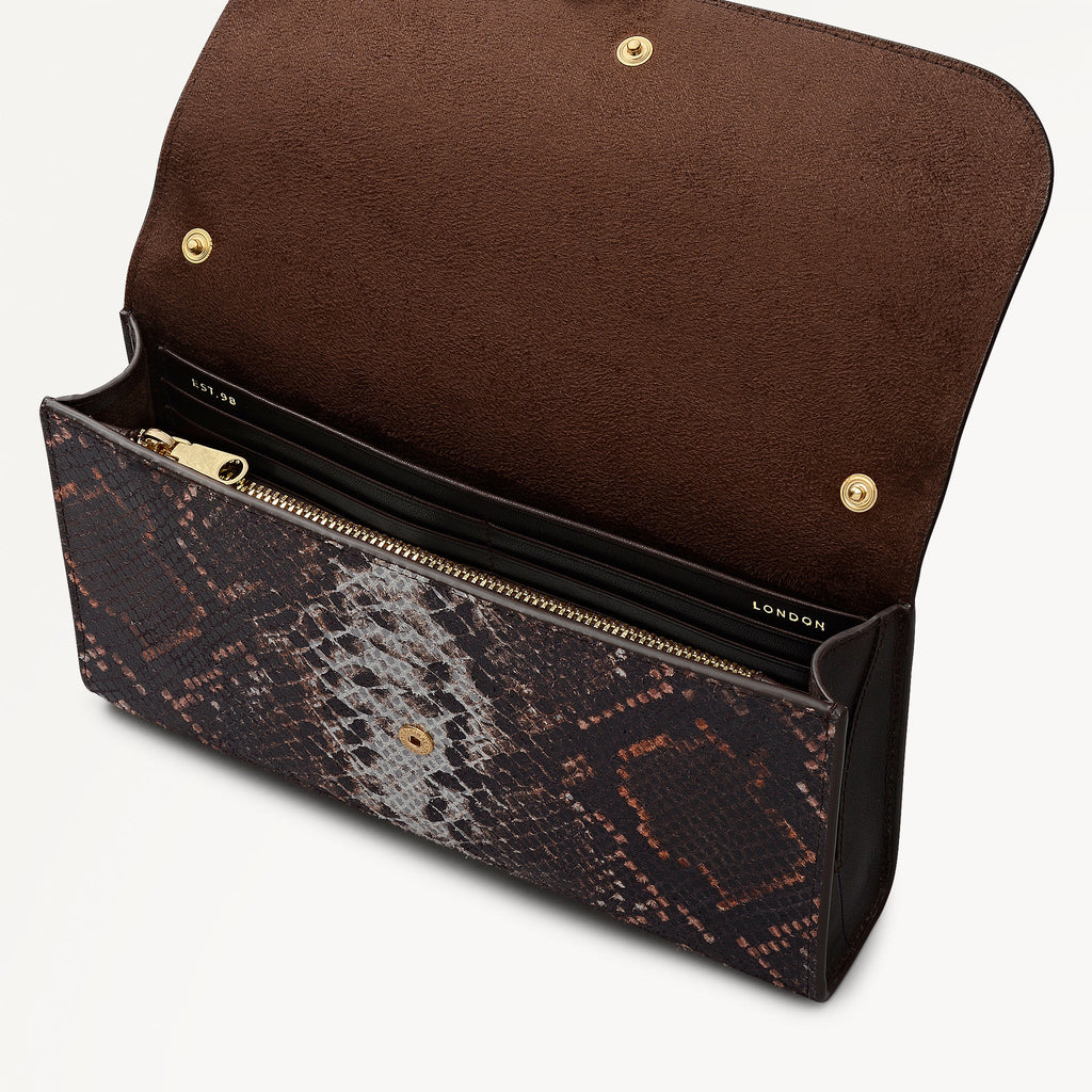 The Rathbone - Faux Snake Micro Flapover Cross Body Carmine - 112314