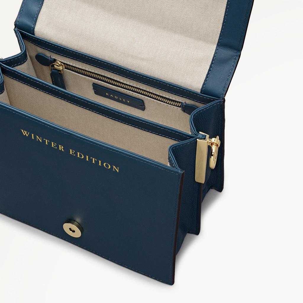 Book Street Leather Small Flapover Cross Body Bag in Teal - 112318