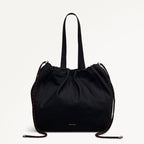 Eden Row Fabric Large Open Top Tote Bag in Black - 112319