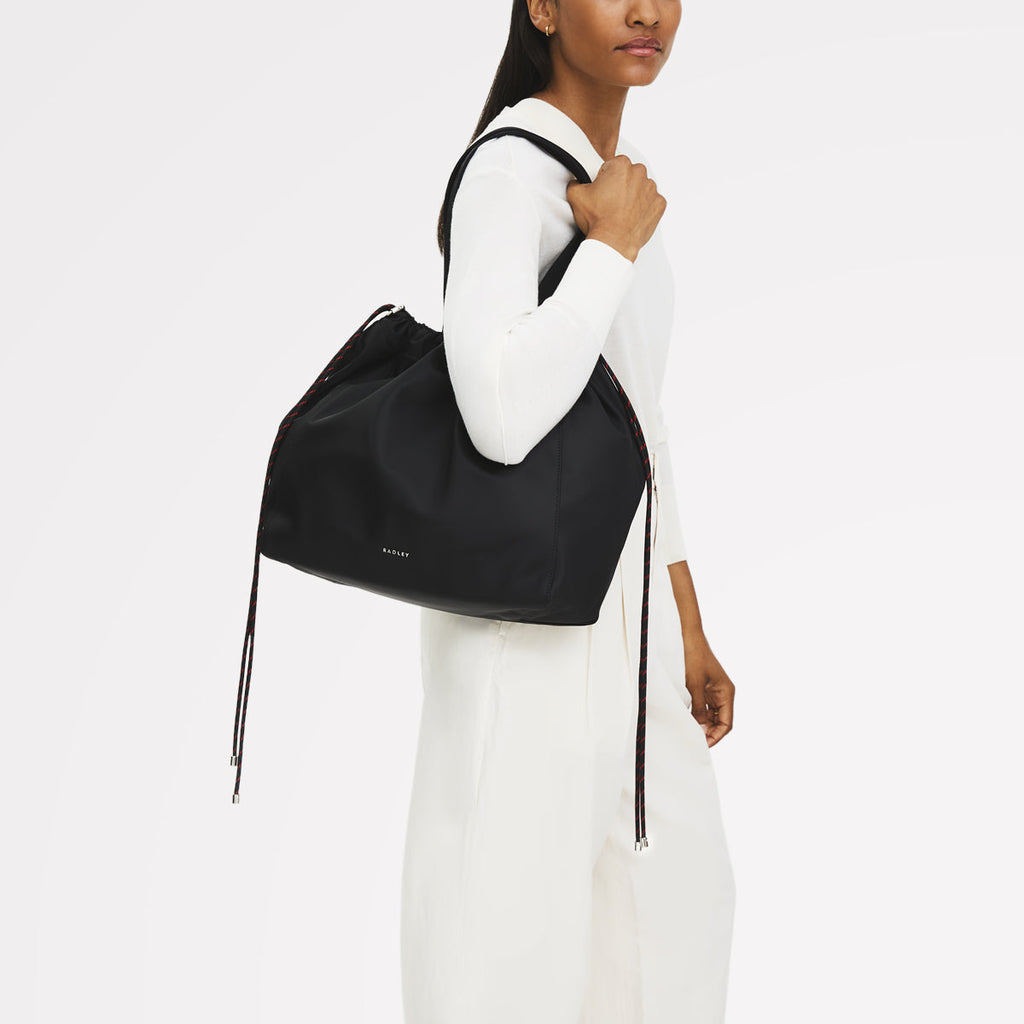 Eden Row Fabric Large Open Top Tote Bag in Black - 112319