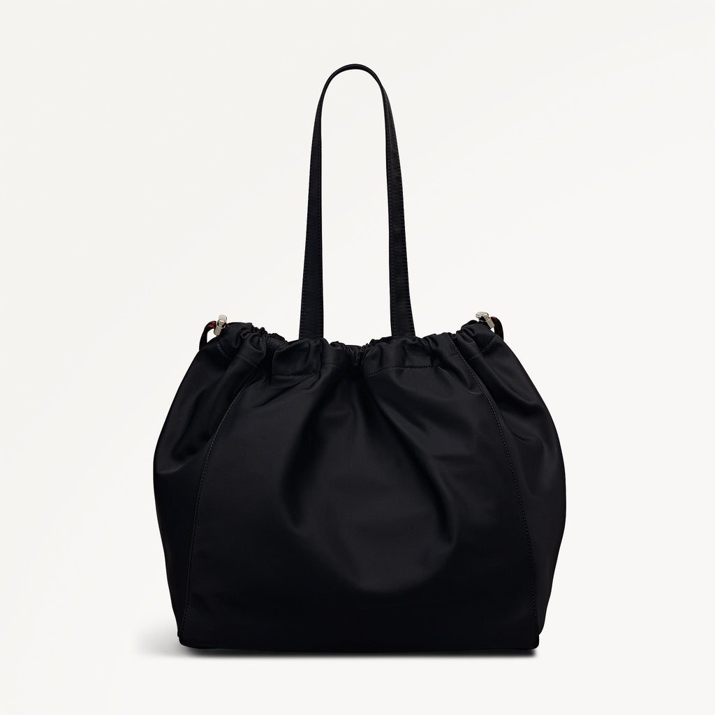 Eden Row Fabric Large Open Top Tote Bag in Black - 112319