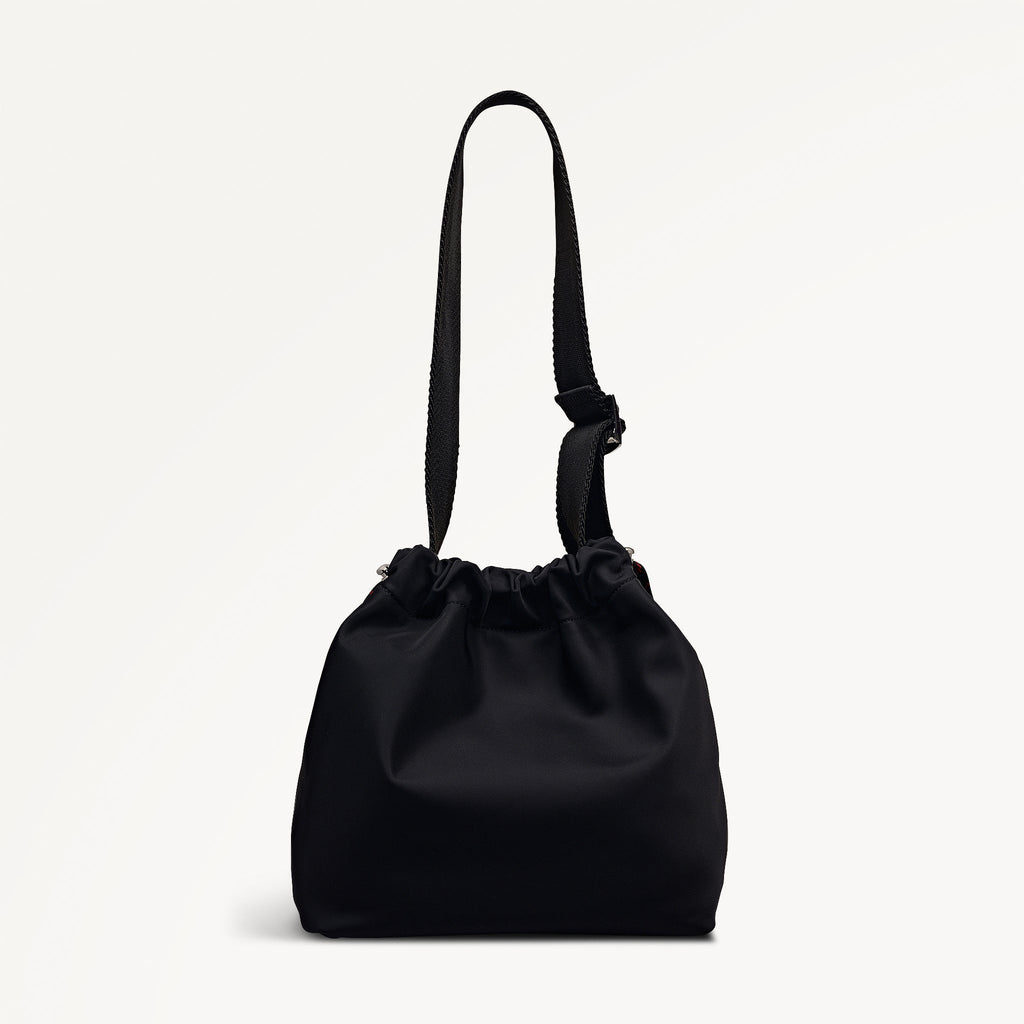 Eden Row Fabric Small Open Top Cross Body Bag in Black - 112320