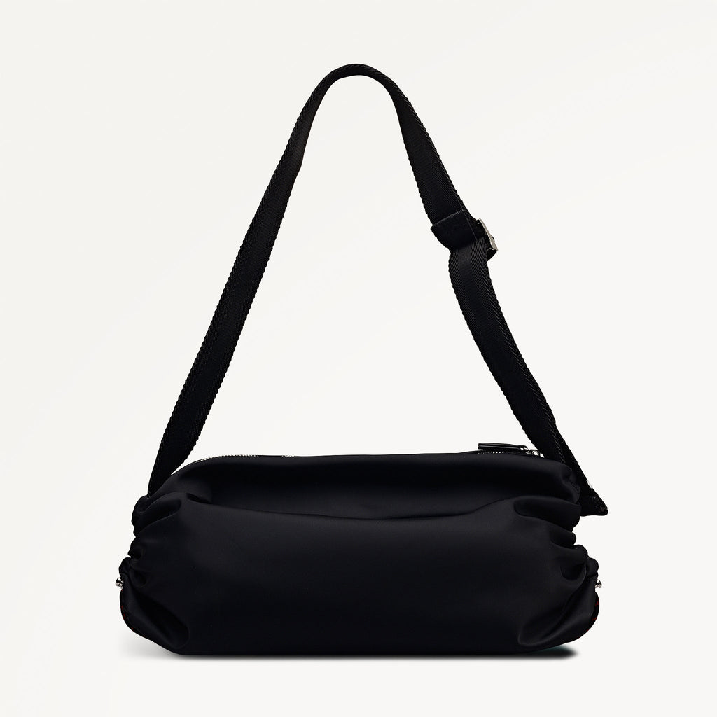 Eden Row Fabric Medium Ziptop Cross Body Bag in Black - 112321