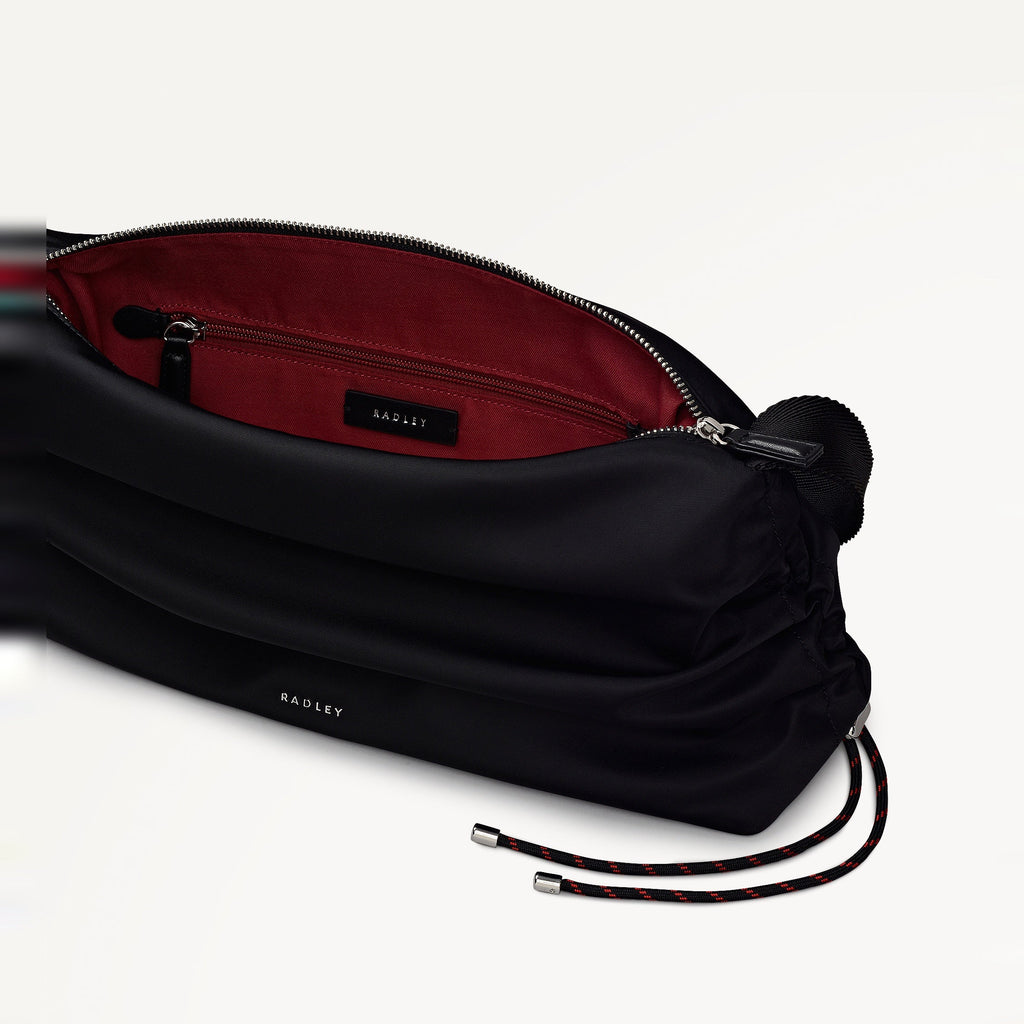 Eden Row Fabric Medium Ziptop Cross Body Bag in Black - 112321