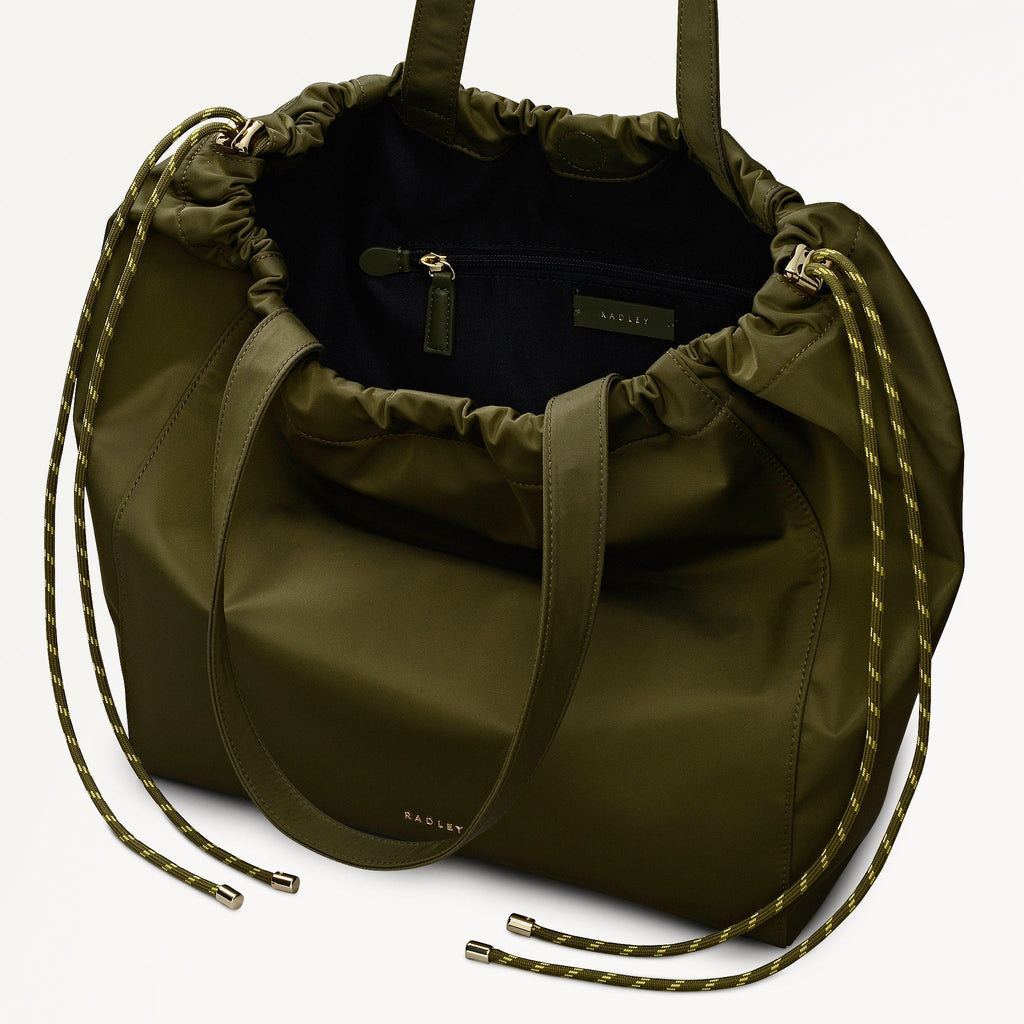 Eden Row Fabric Large Open Top Tote Bag in Khaki - 112322