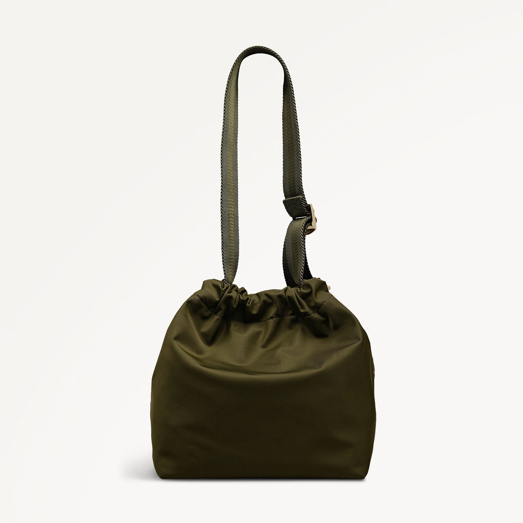 Eden Row Fabric Small Open Top Cross Body Bag in Khaki - 112323