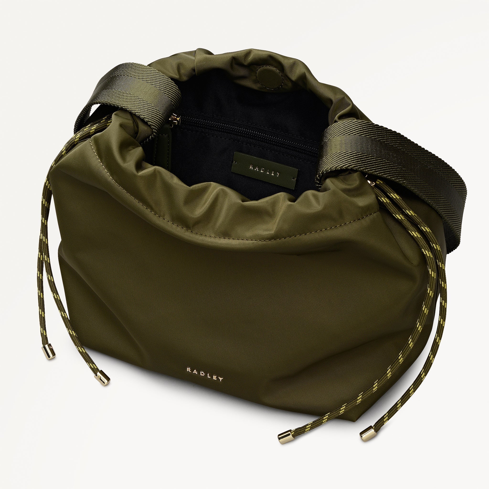 Eden Row Fabric Small Open Top Cross Body Bag in Khaki - 112323