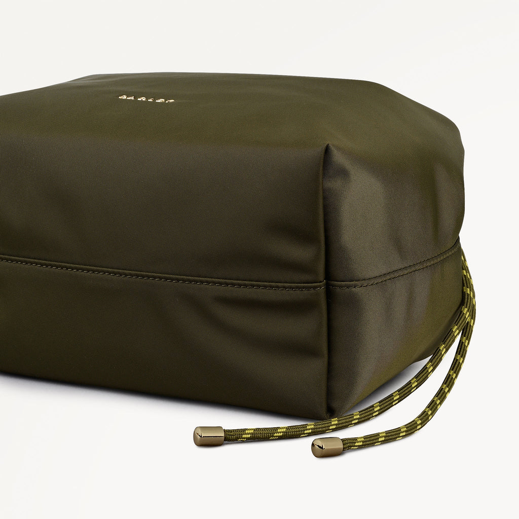 Eden Row Fabric Small Open Top Cross Body Bag in Khaki - 112323