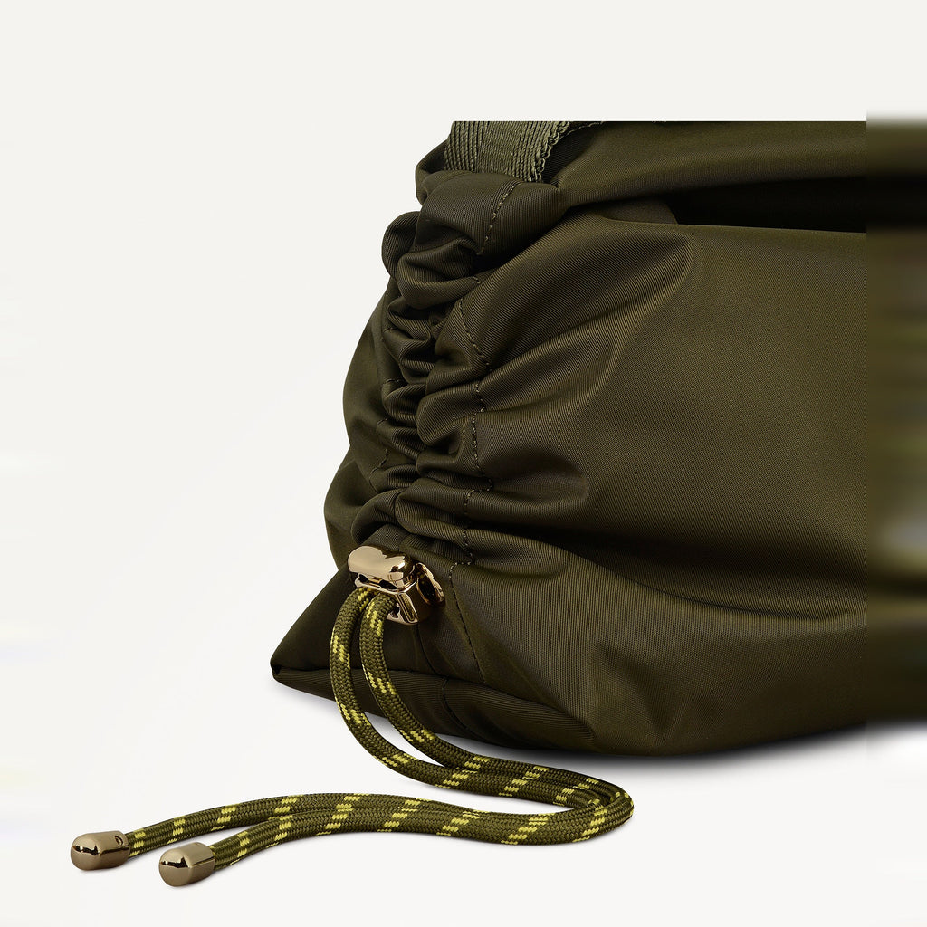 Eden Row Fabric Medium Ziptop Cross Body Bag in Khaki - 112324