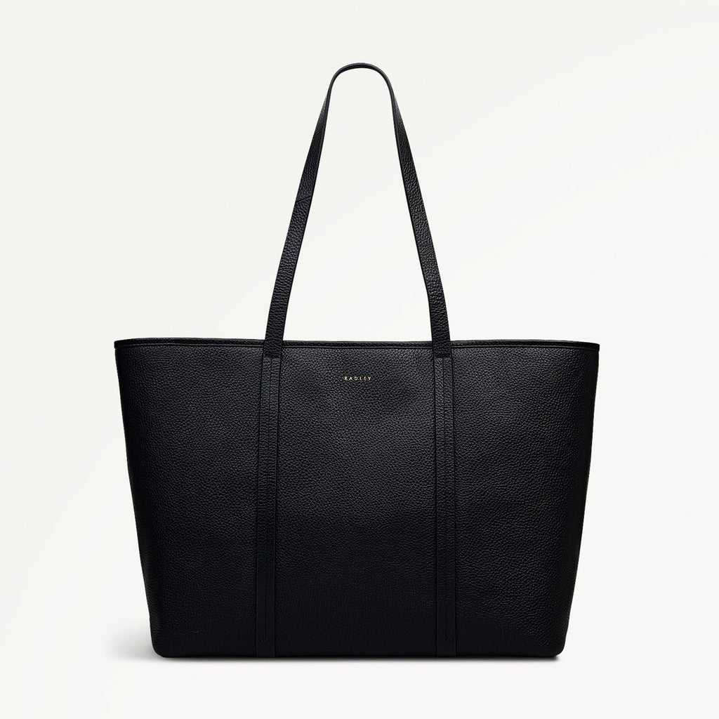 Templeton Place Leather Large Ziptop Tote Bag in Black - 112393