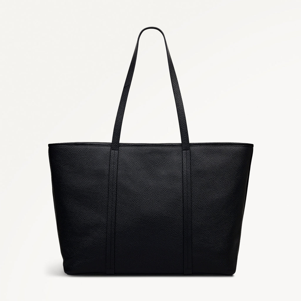 Templeton Place Leather Large Ziptop Tote Bag in Black - 112393